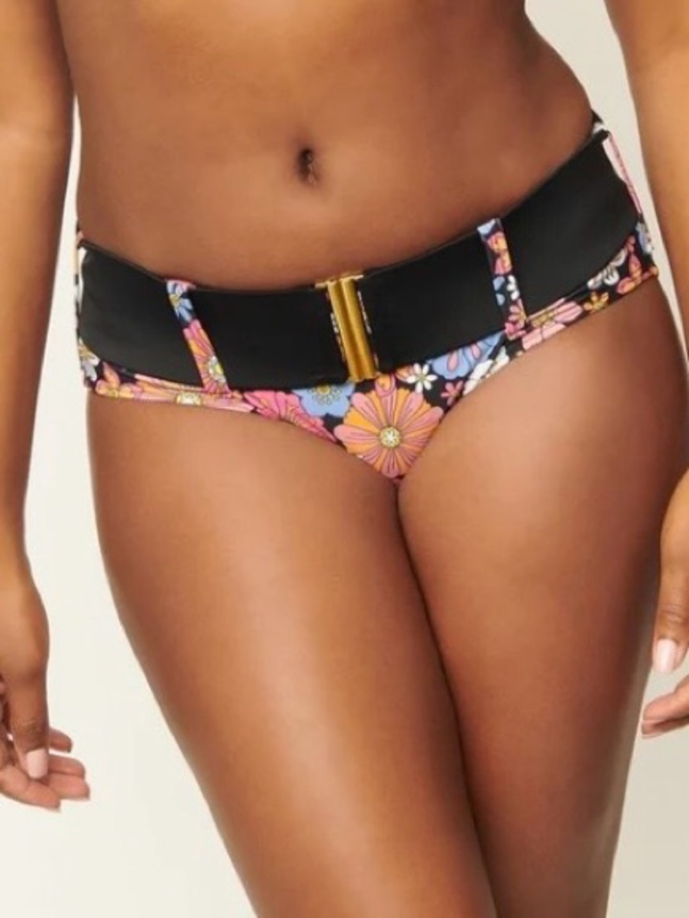 Unique Vintage low rise‎ floral belted XS